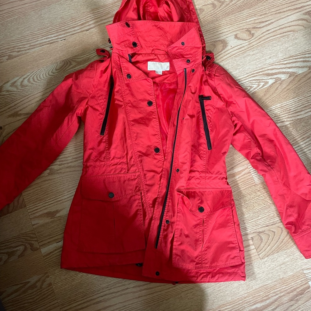 Michael Kors Bright Red/Orange Rain Coat Size XS
